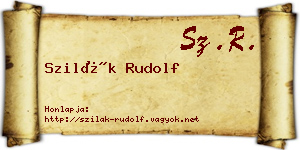Szilák Rudolf névjegykártya